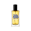 29 High Street. A rectangular glass perfume bottle containing a yellow liquid perfume, featuring a black cylindrical cap. The label shows a large, retro-style blue number '29' with 'HIGH STREET' and the 'LUSH' logo in white text.